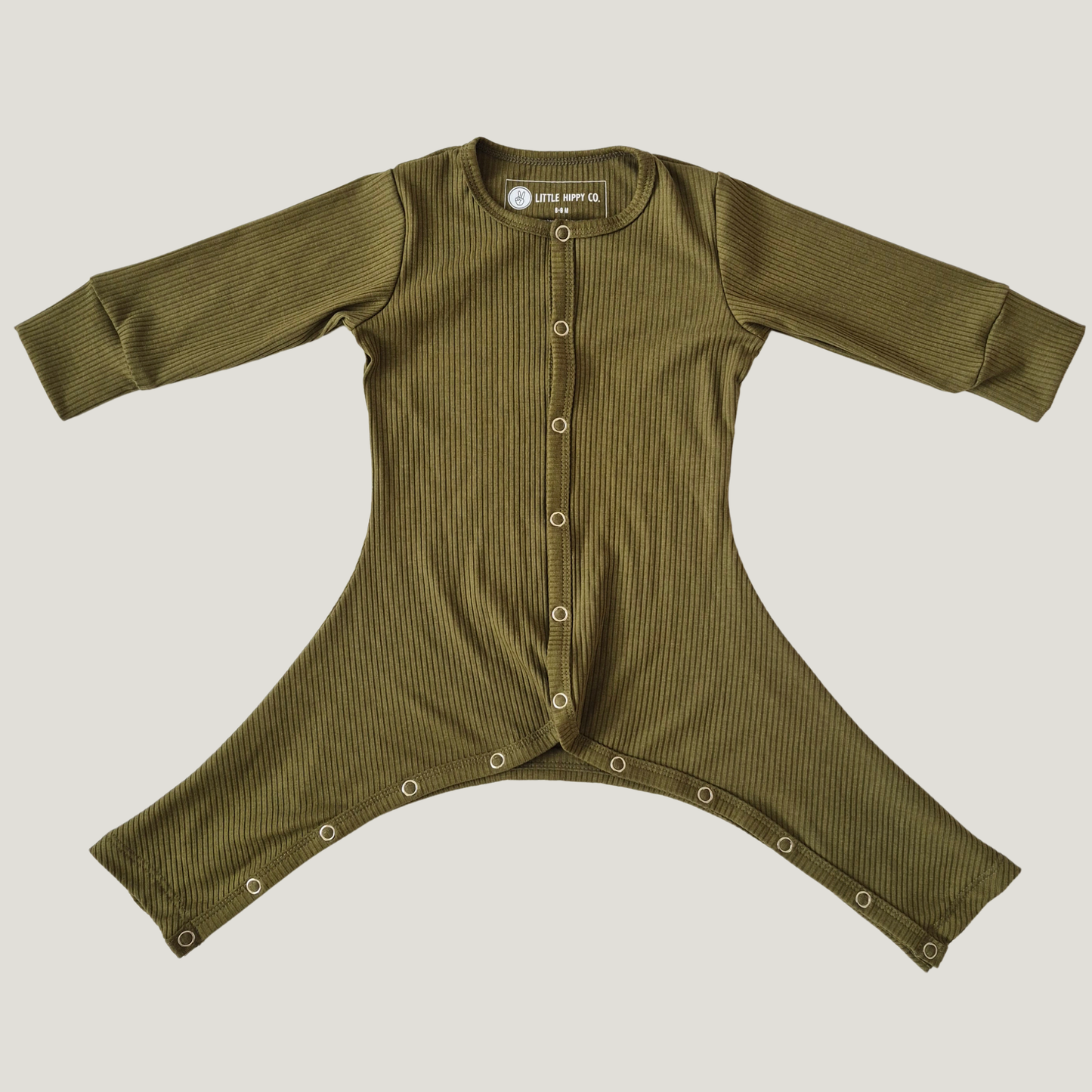 Little Hippy Adaptive Hip Dysplasia Pajama Lounger - Olive Green Ribbed