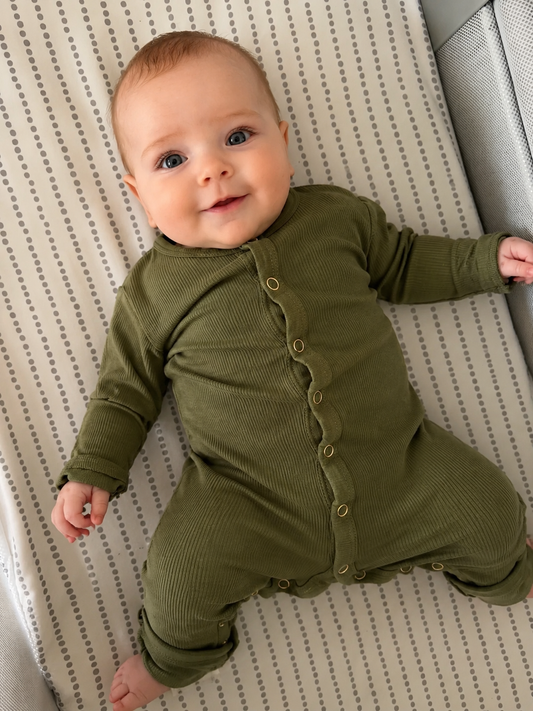 Little Hippy Adaptive Hip Dysplasia Pajama Lounger - Olive Green Ribbed